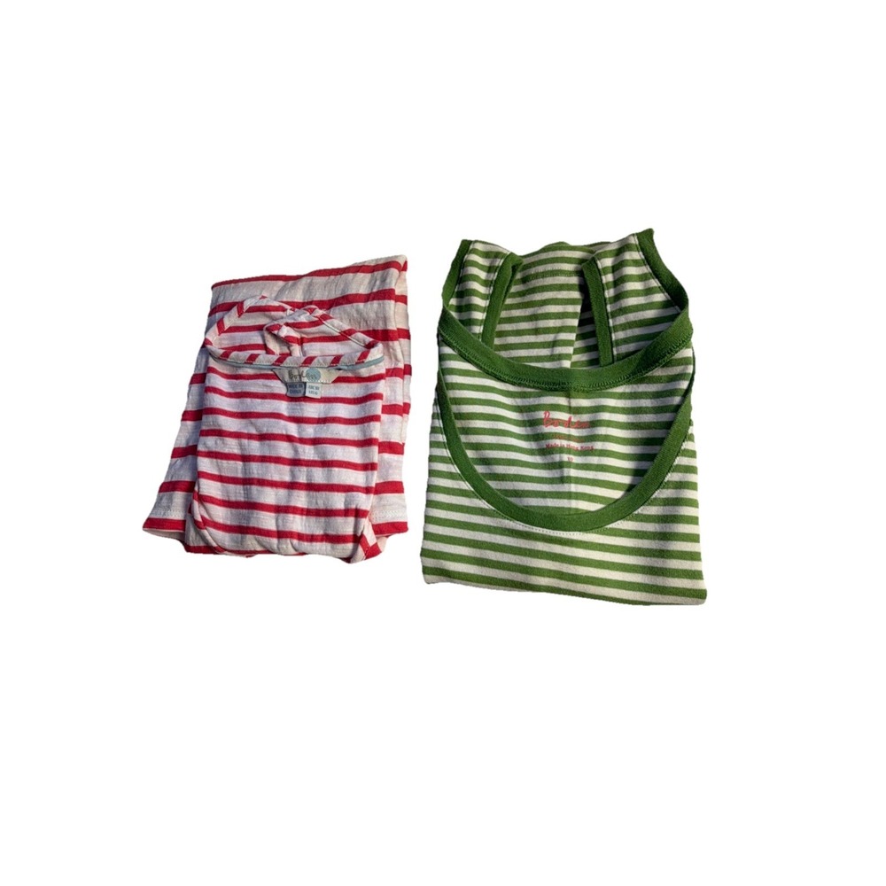 Boden Set Of 2 Green‎ White  Stripe Cotton  Sleeveless Top Sz 6 See Pics